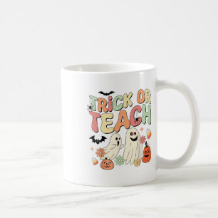 Trick Or Teach Halloween Teacher Groovy Retro Pump Coffee Mug
