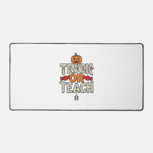 Trick Or Teach Halloween Teacher Vintage Vector De Desk Mat