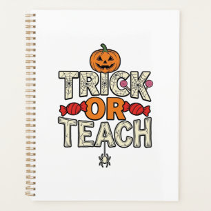 Trick Or Teach Halloween Teacher Vintage Vector De Planner