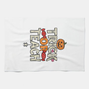 Trick Or Teach Halloween Teacher Vintage Vector De Tea Towel