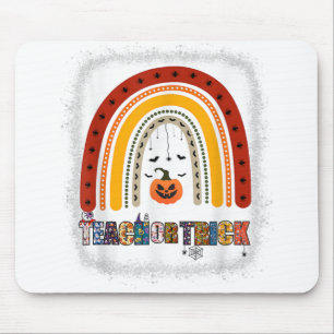 Trick Or Teach Leopard Rainbow Teacher Halloween C Mouse Mat