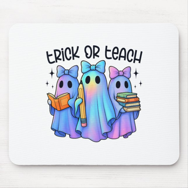 Trick Or Teach Pastel Galaxy Ghost Halloween Spook Mouse Mat (Front)