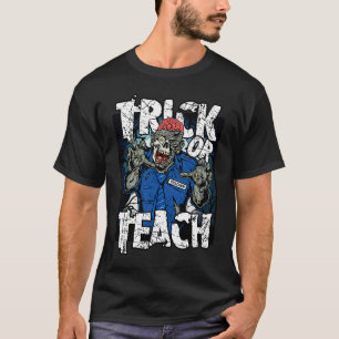 Trick Or Teach Pumpkin Bat Spider Web Teachers T-Shirt