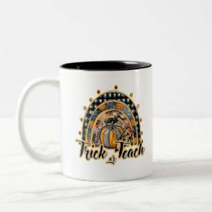 Trick Or Teach Rainbow Cute Halloween Teacher Men Two-Tone Coffee Mug