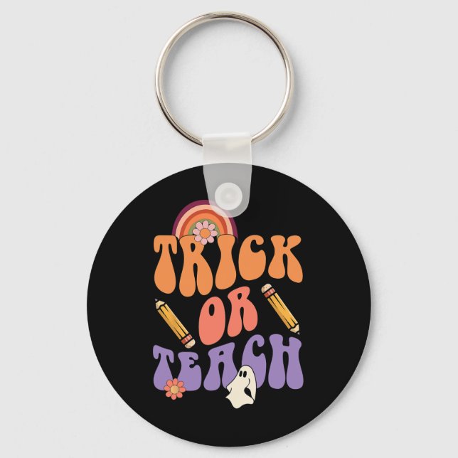 Trick Or Teach Retro Fall Halloween Costumes Teach Key Ring (Front)