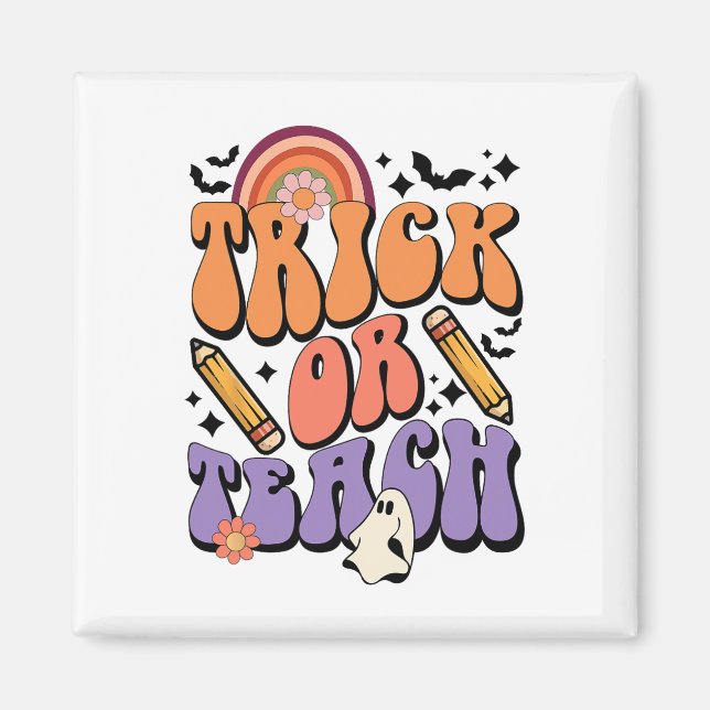 Trick Or Teach Retro Fall Halloween Costumes Teach Magnet (Front)