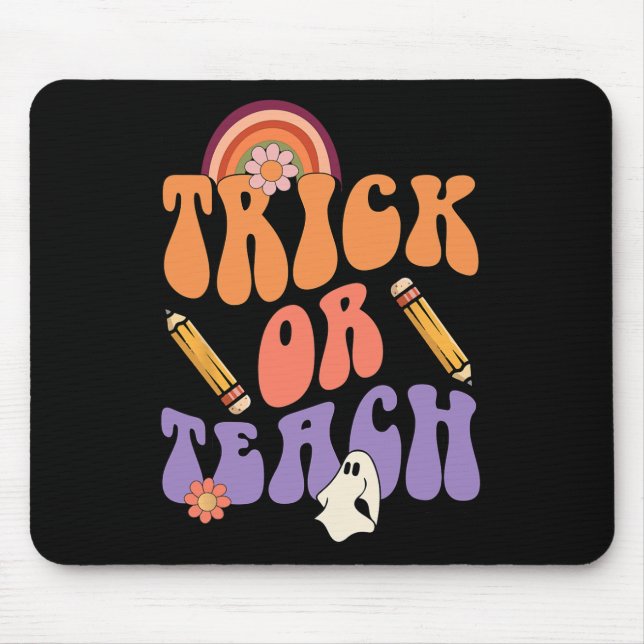 Trick Or Teach Retro Fall Halloween Costumes Teach Mouse Mat (Front)