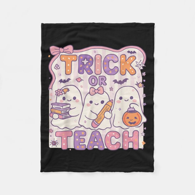 Trick Or Teach Retro Halloween Teacher Look  Fleece Blanket (Front)