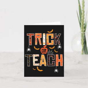 Trick Or Teach Retro Halloween Teacher Women Men C Card