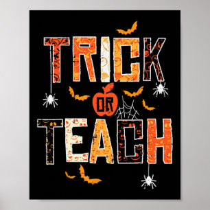 Trick Or Teach Retro Halloween Teacher Women Men C Poster
