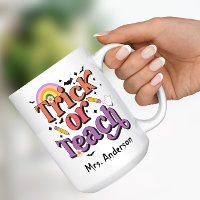 Trick or Teach Retro Pastel Halloween Teacher Name