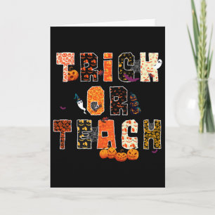 Trick Or Teach Spooky Halloween School Teacher Edu Card
