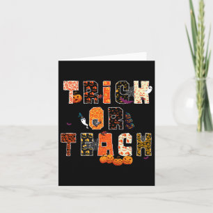 Trick Or Teach Spooky Halloween School Teacher Edu Card