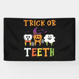 Trick Or Teeth Dental Halloween Treat Dentist Banner