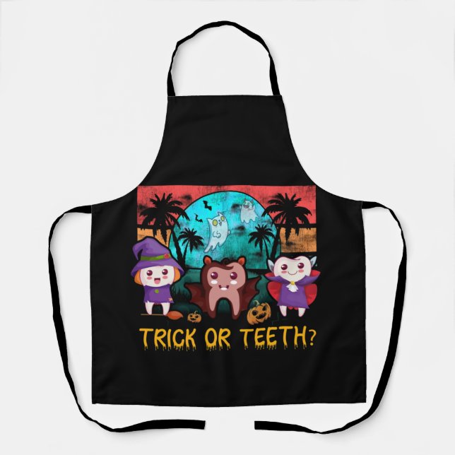 Trick Or Teeth Dentist Halloween Costume Dental Apron (Front)
