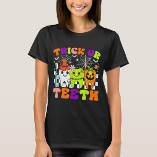 Trick Or Teeth Funny Dental Halloween Costumes Tre T-Shirt