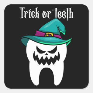 Trick or Teeth Funny Dentist Dental Halloween Gift Square Sticker