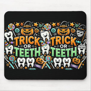 Trick Or Teeth Funny Dentist Halloween Dental Hygi Mouse Mat