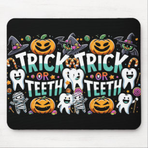 Trick Or Teeth Funny Dentist Halloween Dental Hygi Mouse Mat