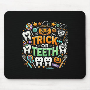 Trick Or Teeth Funny Dentist Halloween Dental Hygi Mouse Mat