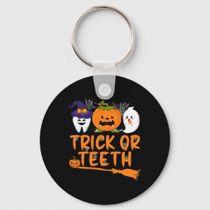 Trick Or Teeth Funny Dentist Halloween Dental Squa Key Ring