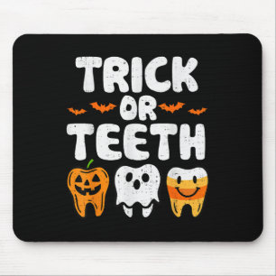 Trick Or Teeth Halloween Funny Dental Dentist Men Mouse Mat