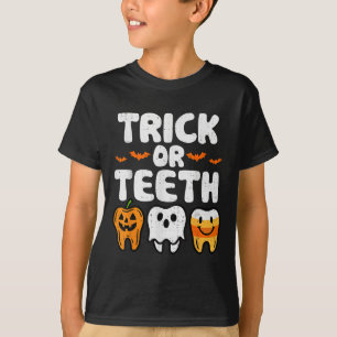 Trick Or Teeth Halloween Funny Dental Dentist Men T-Shirt