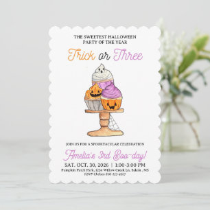 Trick or Three 3RD Birthday Halloween Party Invite