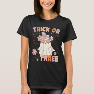 Trick Or Three Cute Ghost Groovy 3rd Birthday Soky T-Shirt