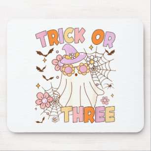 Trick Or Three Cute Ghost Groovy 3rd Birthday Spoo Mouse Mat