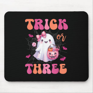 Trick Or Three Halloween 3 Years Old Ghost Birthda Mouse Mat