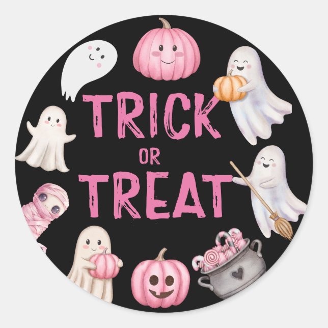 Trick Or Three Halloween Ghost 3rd Birthday Party Classic Round Sticker (Front)
