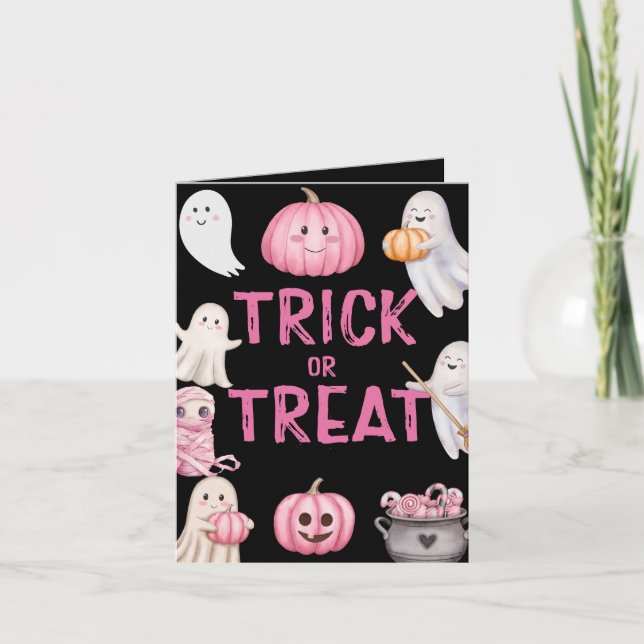 Trick Or Three Halloween Ghost 3rd Birthday Party Invitation (Front)