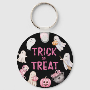 Trick Or Three Halloween Ghost Birthday Party Key Ring