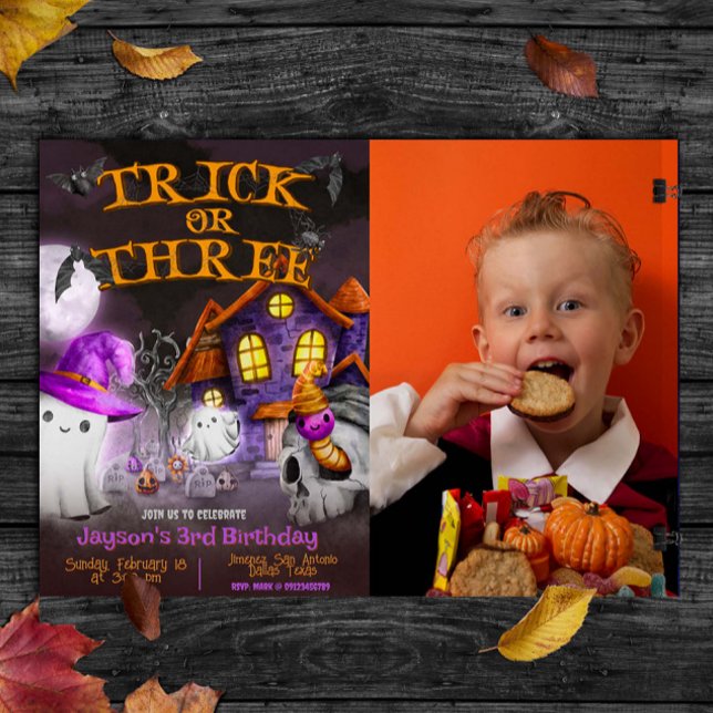 Trick or Three - Spooky 3rd Birthday Invitation  (Trick or Three - Spooky 3rd Birthday Invitation)