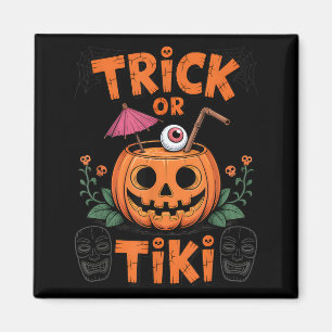 Trick or Tiki Funny Halloween Cocktail Party Magnet