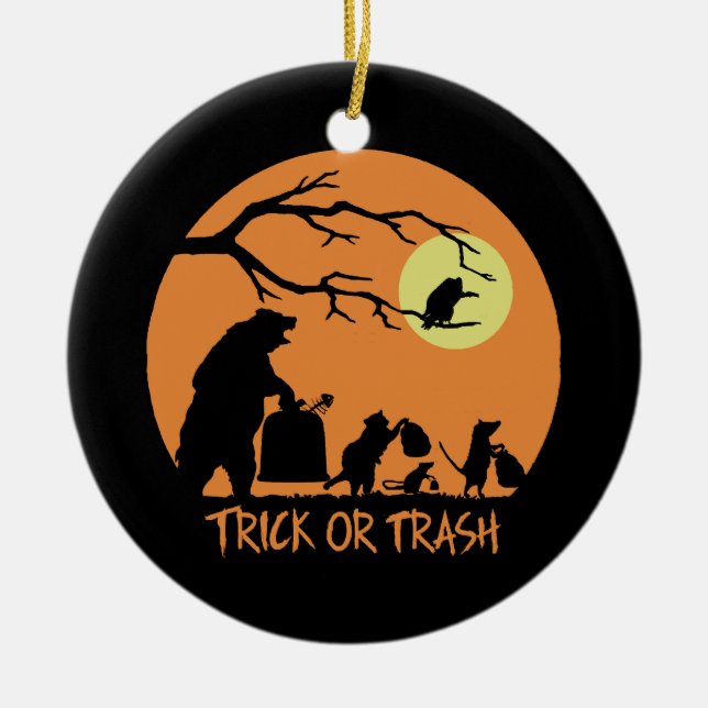 Trick Or Trash Ceramic Tree Decoration (Front)
