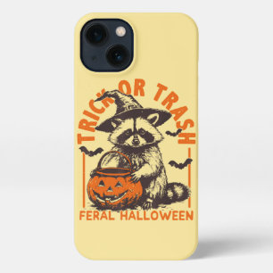Trick or Trash Funny Racoon Halloween Vintage  iPhone 13 Case