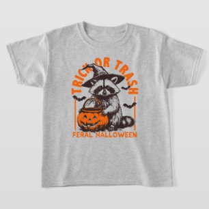 Trick or Trash Funny Racoon Halloween Vintage  T-Shirt
