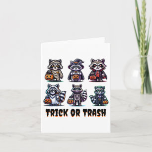 Trick Or Trash Halloween Funny Racoon Autumn Fall Card