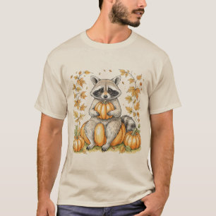 Trick or Trashy Racoon Halloween Pumpkin Trendy T-Shirt