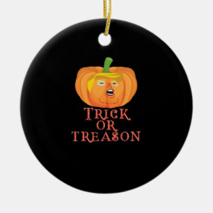 Trick Or Treason Halloween Impeach Trumpkin Design Ceramic Tree Decoration