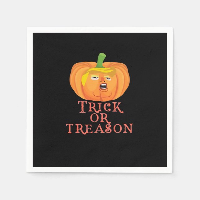 Trick Or Treason Halloween Impeach Trumpkin Design Napkin (Front)