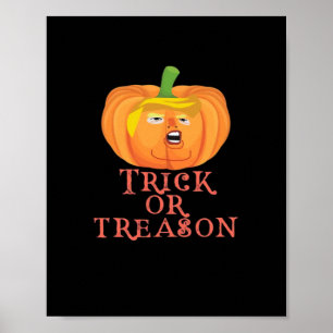 Trick Or Treason Halloween Impeach Trumpkin Design Poster