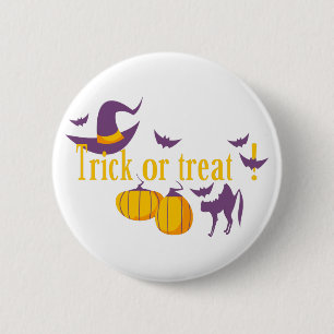 trick or treat 6 cm round badge