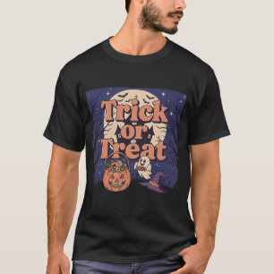 "Trick or Treat" - 80s neon colors + classic font T-Shirt