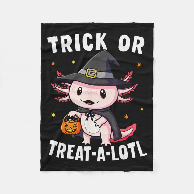 Trick Or Treat A Lotl Axolotl Halloween Costume Wi Fleece Blanket (Front)