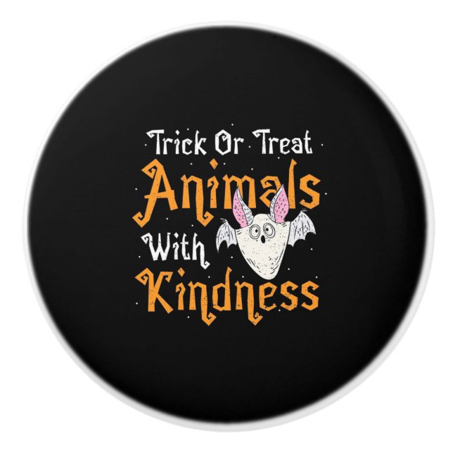 Trick Or Treat Animals With Kindness Ceramic Knob (Front)