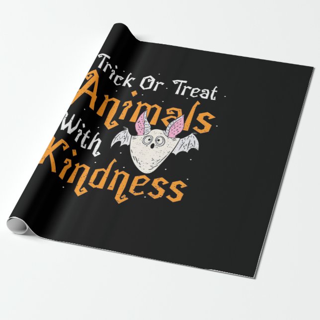 Trick Or Treat Animals With Kindness Wrapping Paper (Unrolled)