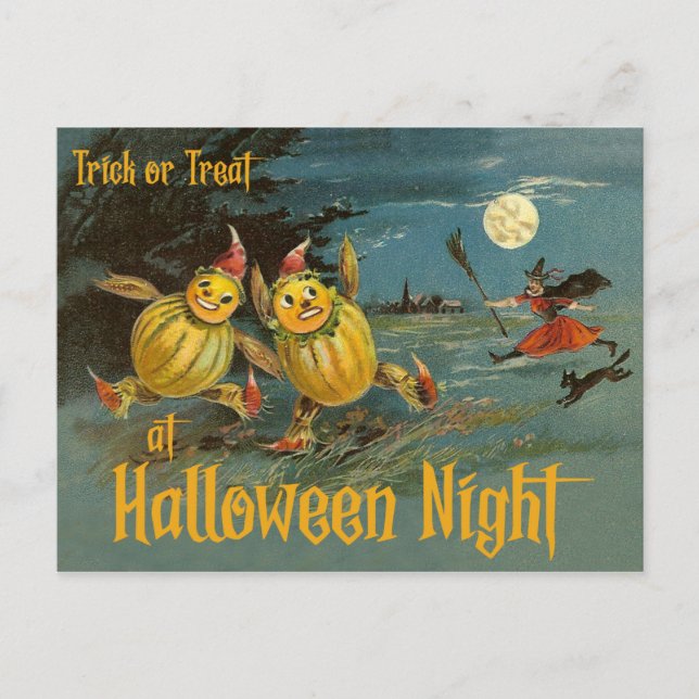 Trick or Treat at Halloween Night Postcard (Front)
